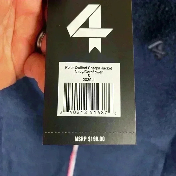 FourLaps Polar Quilted Sherpa Jacket Womens S Reversible Navy Cornflower heavy - Picture 5 of 7